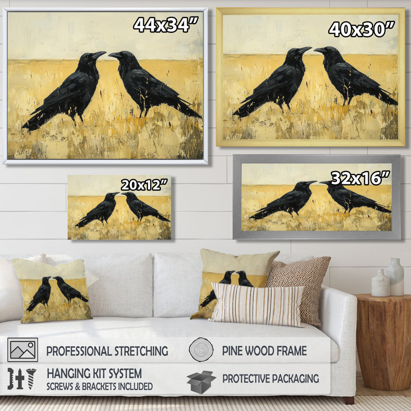 Ilva - Animals Large Wall Art, Black, Floater Framed, 16" H x 32" W