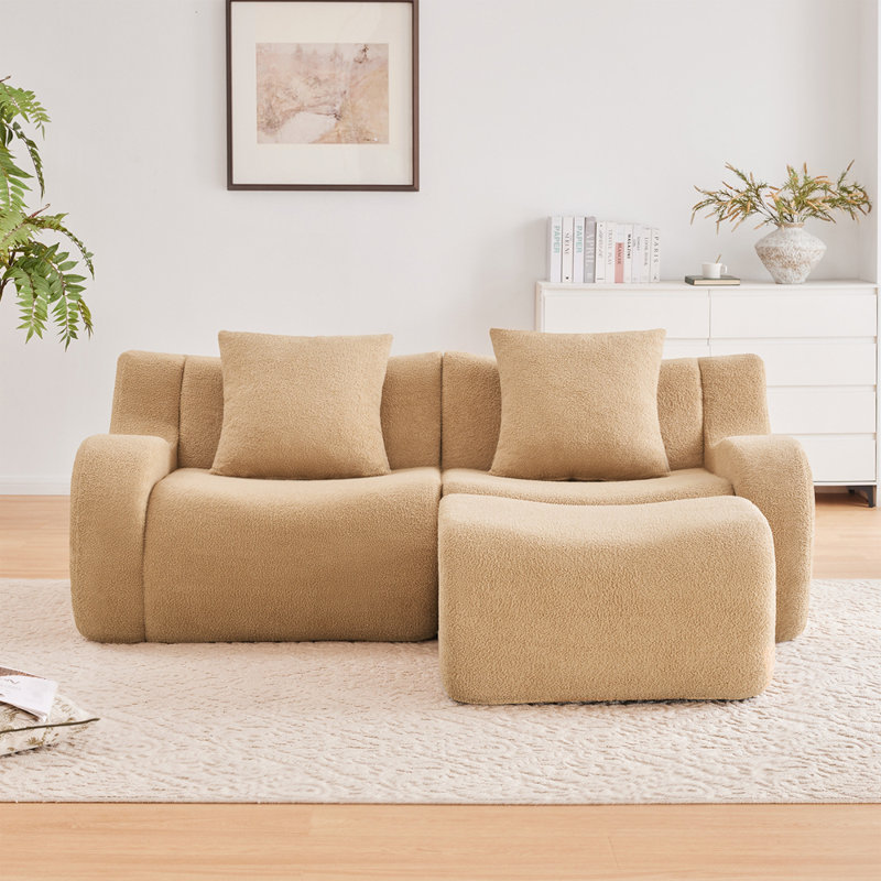 Canapé ergonomique avec 1 repose-pieds, H 35,4 po x l 82,7 po x P 65,7 po, 2, Chameau