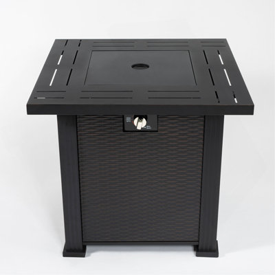 28" Propane Gas Fire Pit Table, 50000 BTU Square Steel Fire Pit For Outside Patio Deck Garden Backyard-Black
