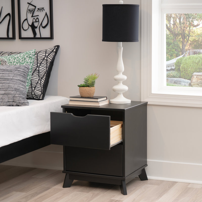 Ensemble de 2 tables de chevet en bois massif Marialana, Noir