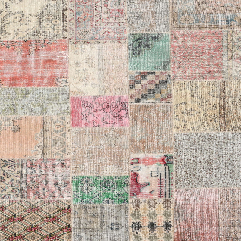 Tapis patchwork gris / rose / beige, Carré 3 pi
