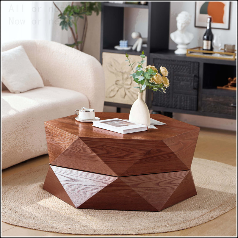 Table basse avec rangement Polygon, Brun-roux