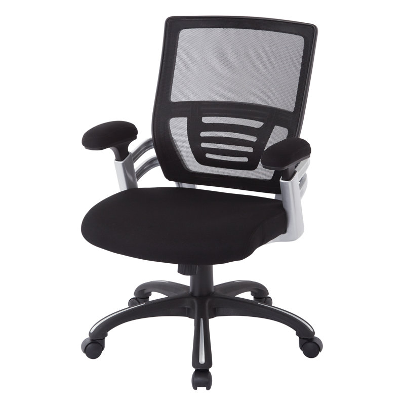 High-Back Executive Swivel Chair with Mesh and Leather, Black