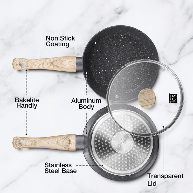 Koch Systeme Non-Stick Aluminum Saucepan, Black/Natural, 7""