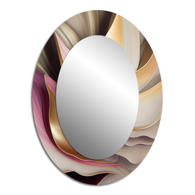 Subtle Sophistication In Exquisite Pink & Gold V - Modern Oval Wall Mirror