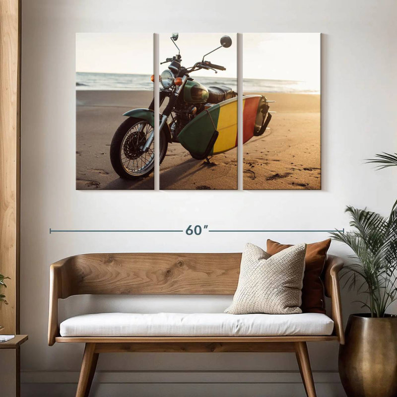 Mehar Motorcycle With Surfboard, 32" H x 50" W