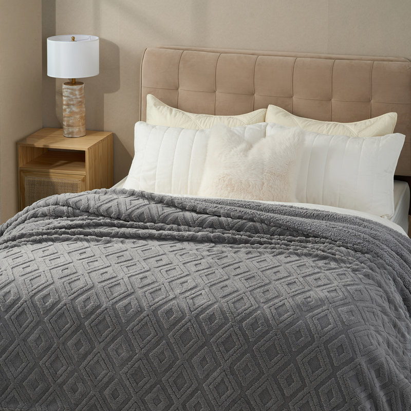 Jeté lesté jacquard Boho, Gris, L 90 po x L 90 po