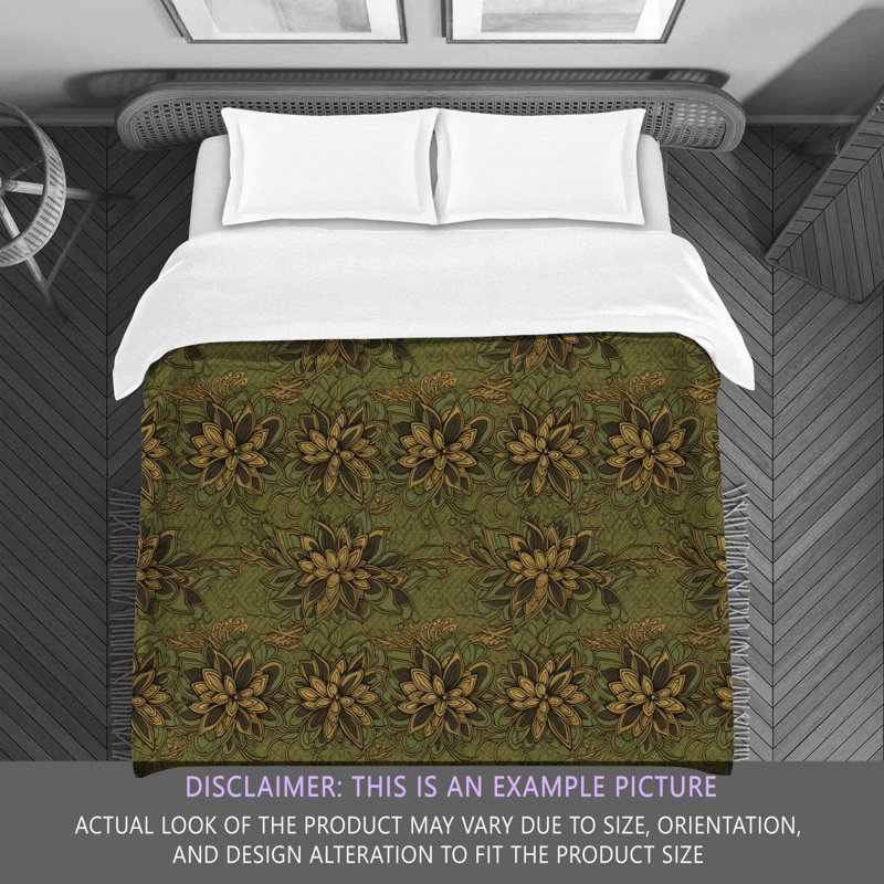 Machine Printed Comforter, King Comforter, Brown/Green