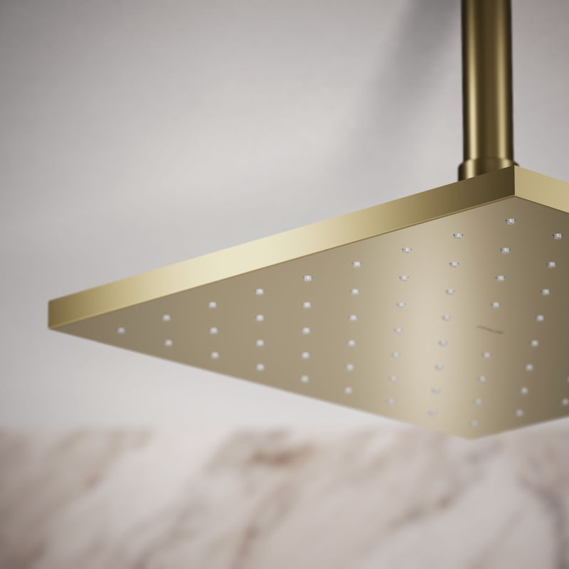 Contemporary Multi Function Rain Shower Head, Vibrant French Gold, Square, 1.75 GPM