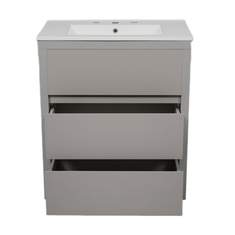Ensemble de meuble-lavabo double 60 po avec deux lavabos en céramique séparés 60 po, Gris