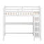 Structure de lit mezzanine avec tablettes de rangement et bureau sous le lit-468688301
