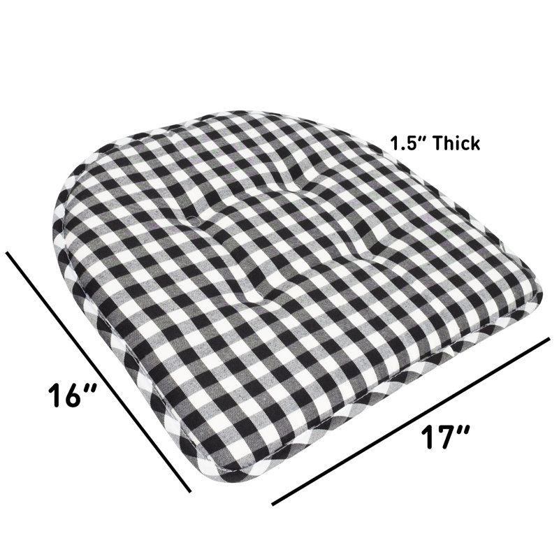 Black and White Buffalo Check Memory Foam Chair Cushion Set
