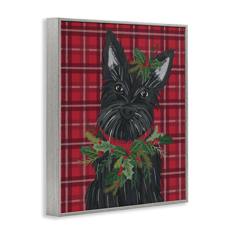 «Scottie Dog on Red Plaid», art de la giclée encadrée, design par Lisa Perry White, H 14 po x l 11 po
