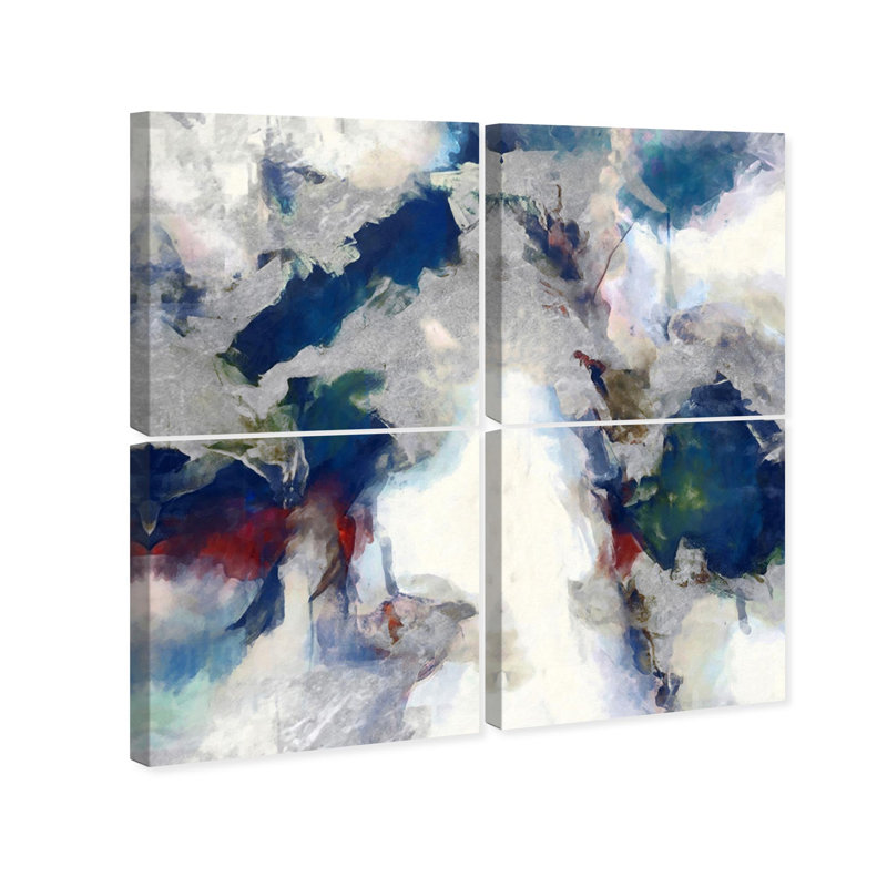 Oliver Gal Explosive Shade Quad Abstract - Heavy Gel Top Coat Framed Canvas Art, 30" H x 30" W