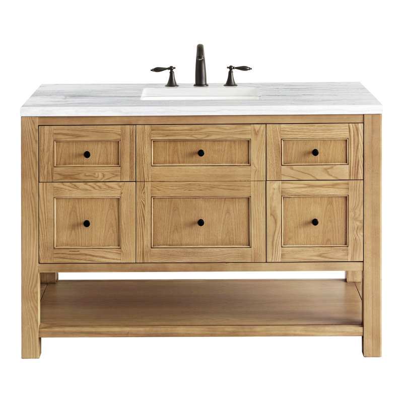 Breckenridge 48'' W Single Vanity, White Zeus, 8" Widespread, Light Natural Oak