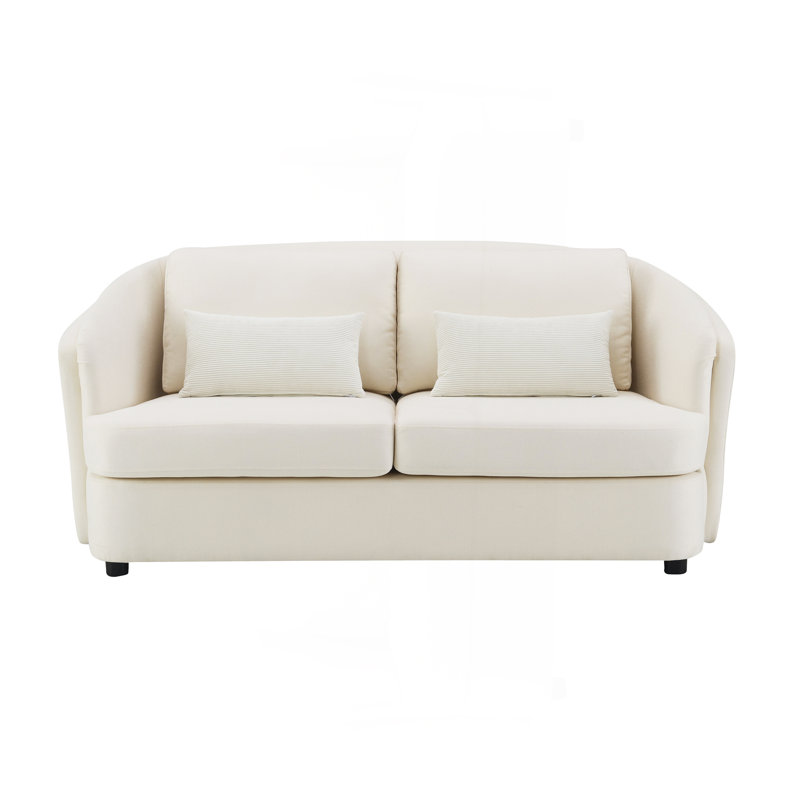 Causeuse en lin beige avec 2 coussins décoratifs