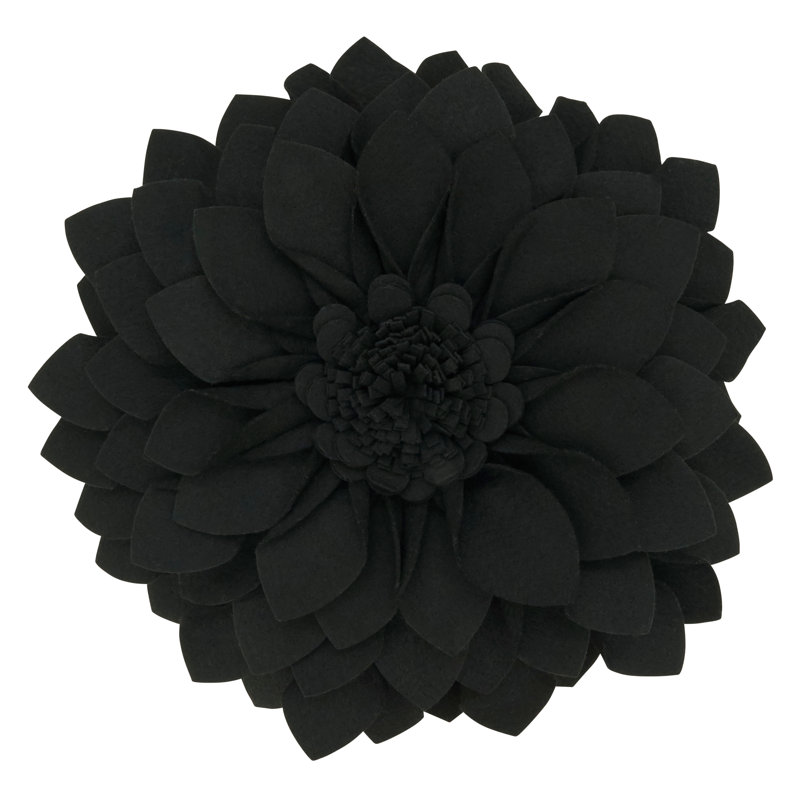 Fleur De Jardin Collection Ruffled Throw Pillow, 13" x 13", Black