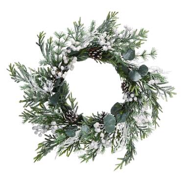 Iced White Poinsettia Artificial Christmas Wreath - 22 inch Unlit