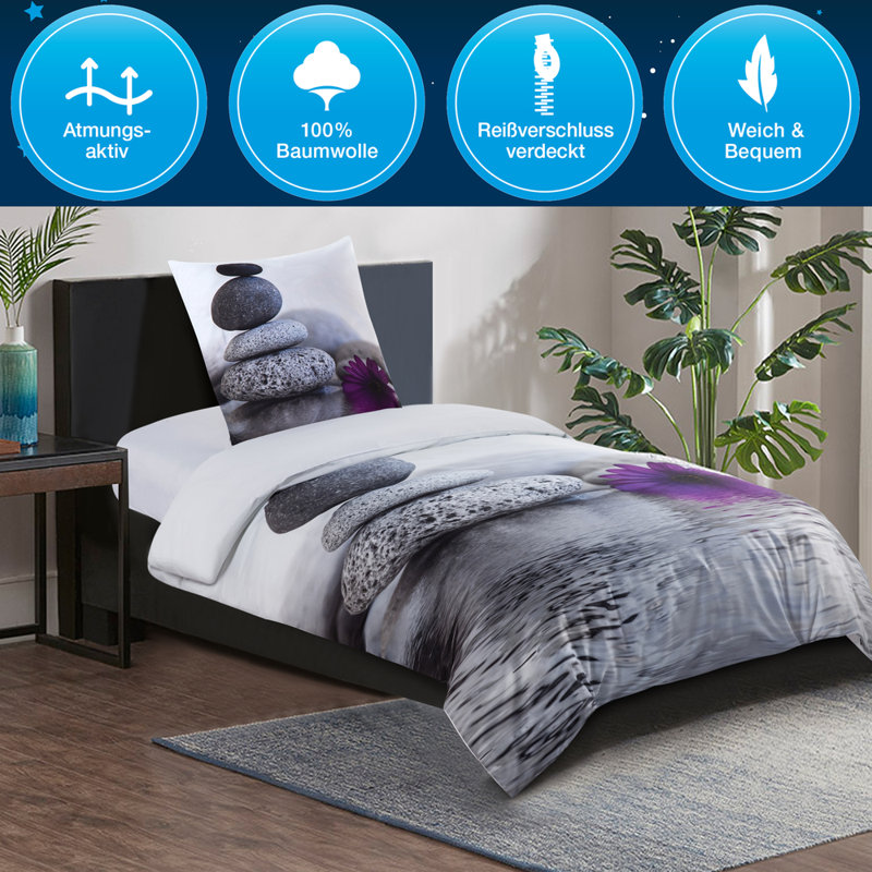 Cotton No Pattern Duvet Cover Set with Pillowcases Included
