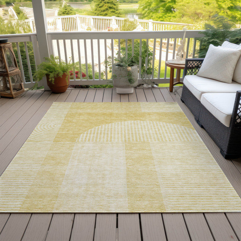 Alta Washable Geometric Indoor / Outdoor Rug, Rectangle 5' x 7'6"