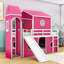 Lit mezzanine avec toboggan, tente et tour, conception inspirée du château-127553861-127553863