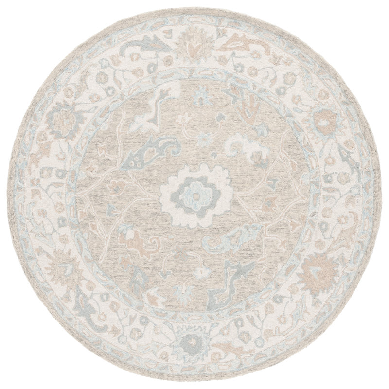 Ebony Hand Tufted Wool Pile Oriental Rug, Round 6'
