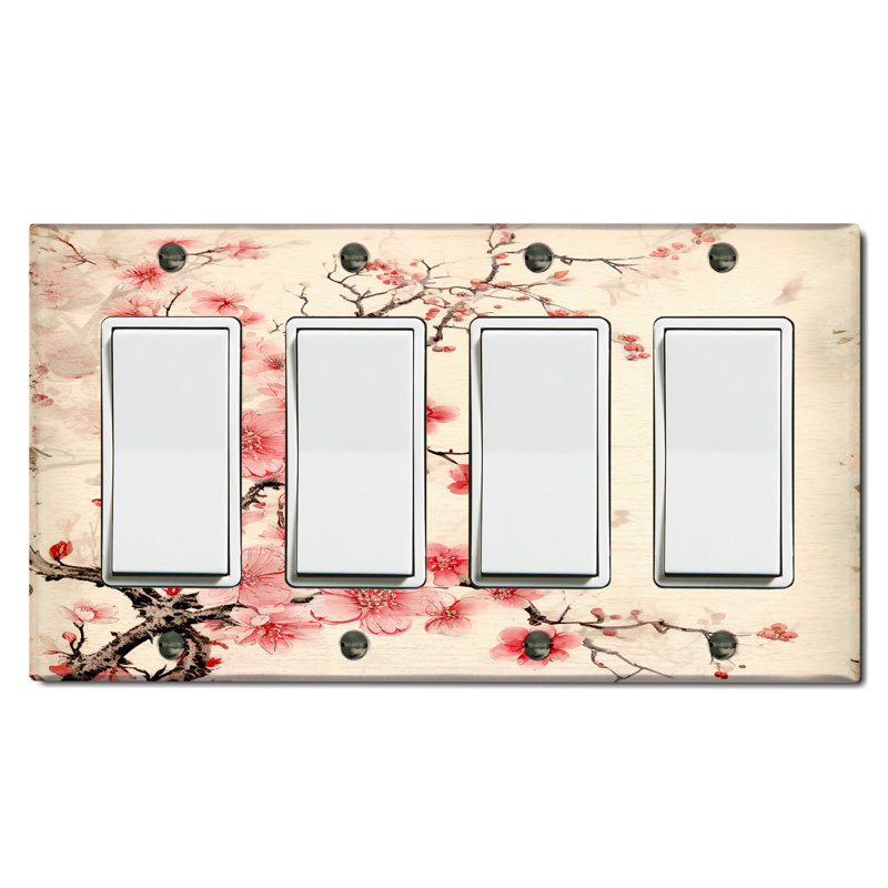 Plaque murale pour arbre de Noël 4 lumières rose avec fleurs de sakura rose