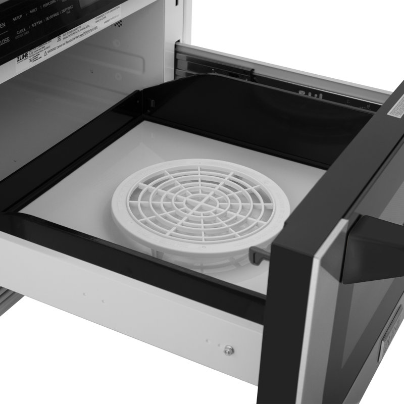 ZLINE Autograph 24 in. Microwave Drawer with Traditional Handle in Stainless Steel & Accents, Matte Black
