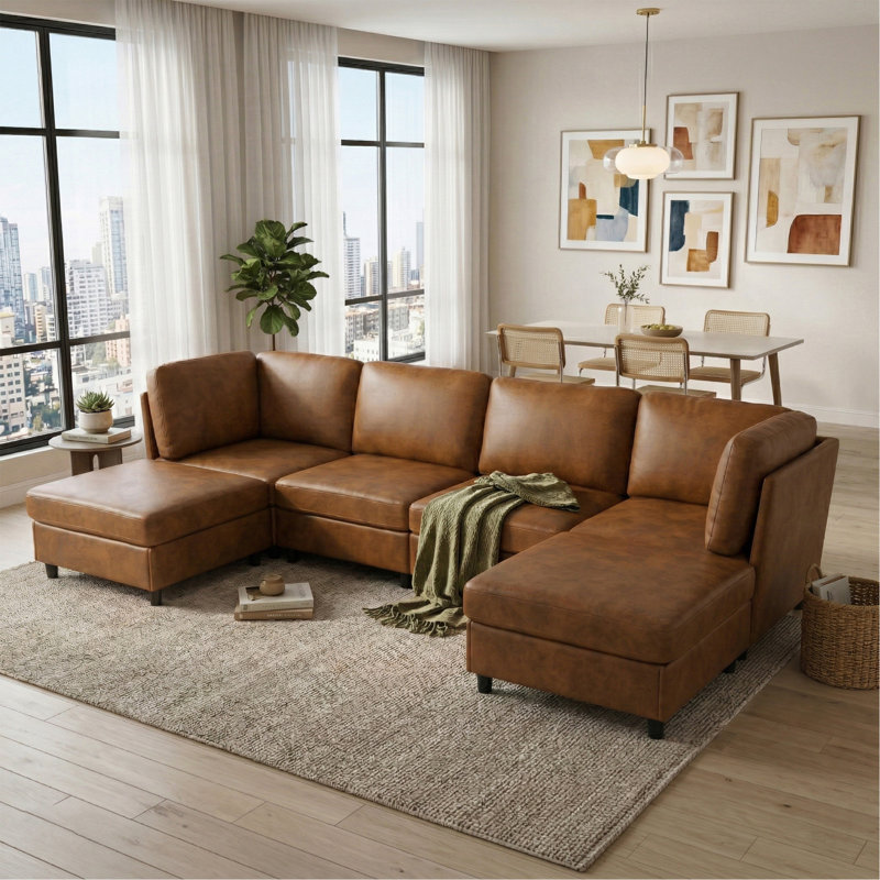 Canapé d'angle moderne et modulaire en tissu librement configurable avec, L 124 po
