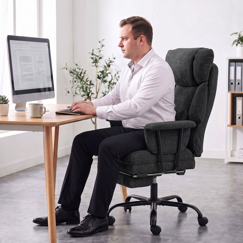 HOMCOM Linen Office Chair, Black