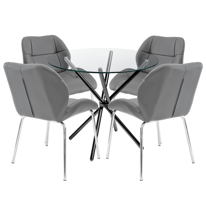 Dereham 4 - Person Dining Set, Grey, Black
