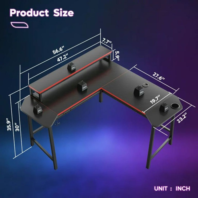 L-Shaped Metal Base Computer Desk