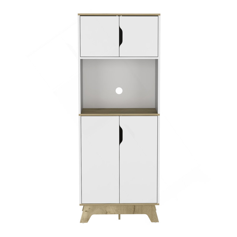 Armoire haute micro-ondes Wallas, cuisine, chêne clair / blanc