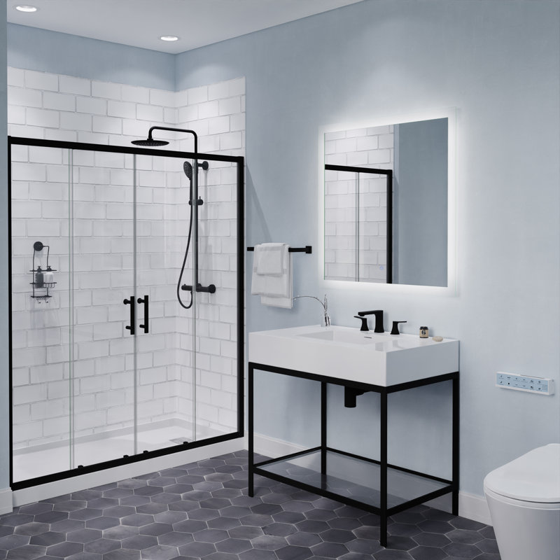 2-handle Bathroom Faucet with Drain Assembly, Noir mat