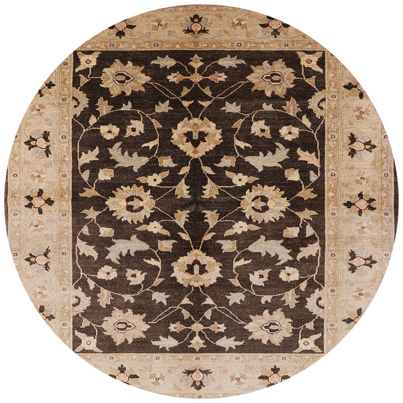 Tapis brun / bleu marine Reimund, Rond 8 pi