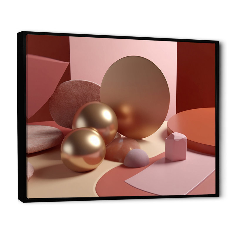 Golden Pearl Dreamscape I - impression, H 24 po x l 32 po x P 1 po, Cadre flottant noir