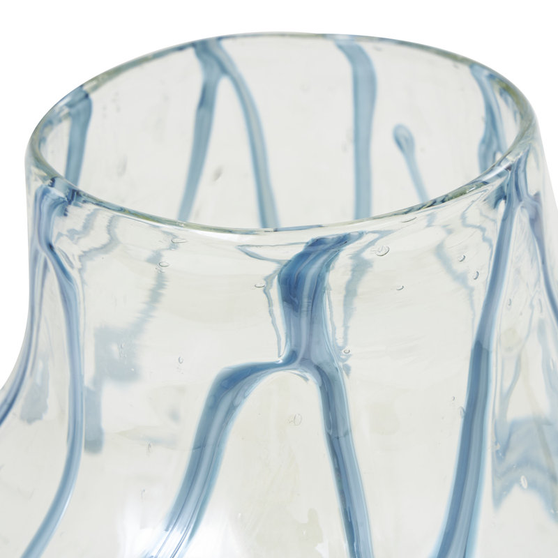 Handmade Clear and Blue Glass Decorative Table Vase