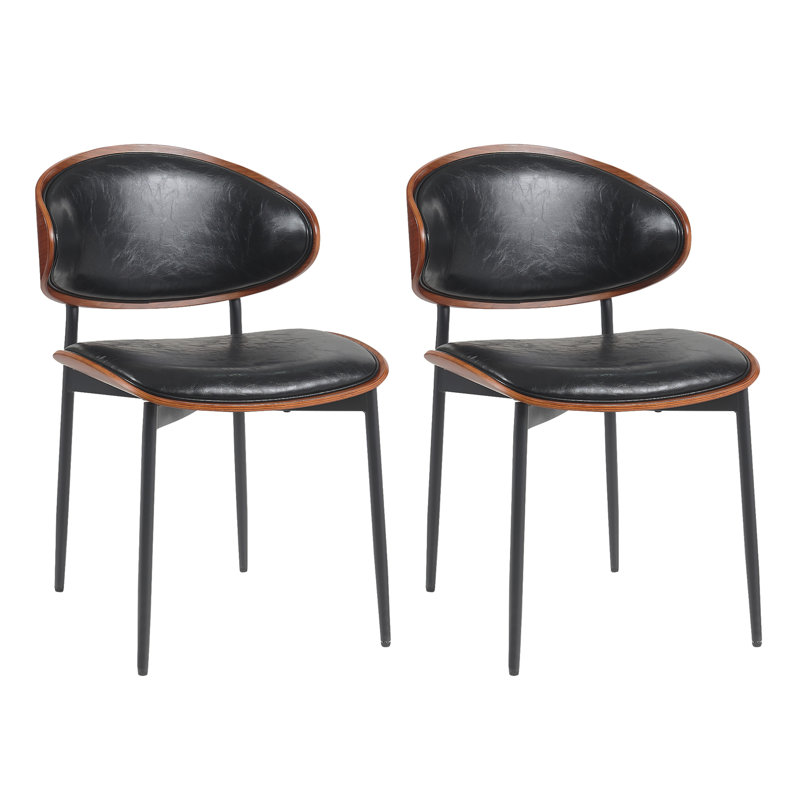 Ensemble de 2 chaises de salle à manger Mid-Century, Noir