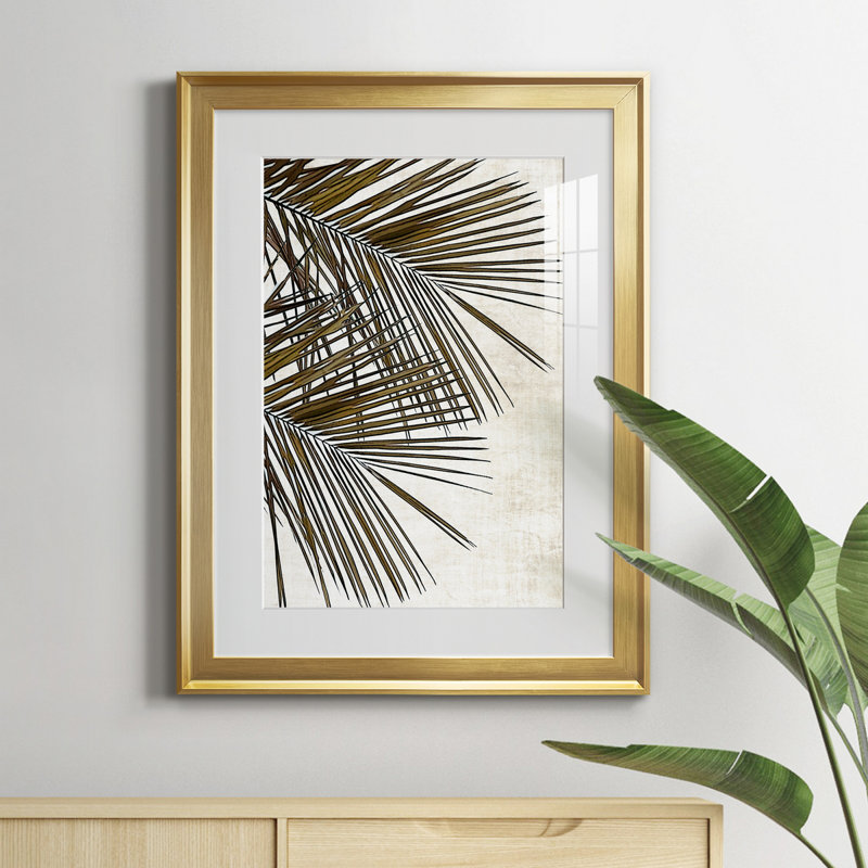Palmier I - peinture encadrée, H 18,5 po x l 24,5 po x P 1,5 po, Or