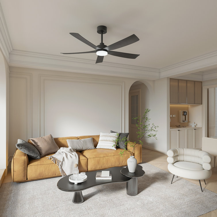 52" 5 - Blade Modern Ceiling Fan With Led Lights Remote App And Voice Control