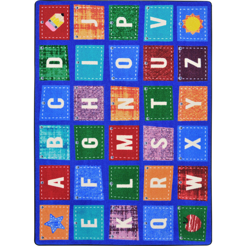 Tapis bleu touffeté à motif géométrique, Rectangle 5 pi 4 po x 7 pi 8 po