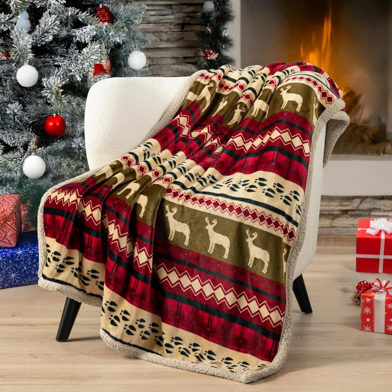 Jeté de Noël en molleton Sherpa