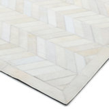 Meir Hand Knotted Tencel Geometric Area Rug in Ivory