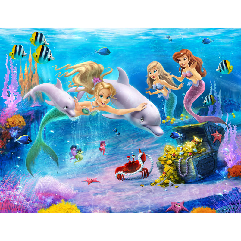6 Piece Walltastic Magical Mermaids 3.05m x 2.44m Smooth Matte Wall Mural
