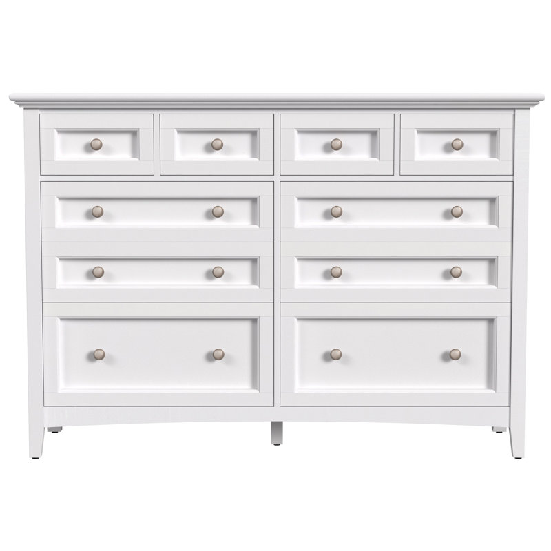 Melusina 10-drawer 60-inch Solid Wood Double Dresser, White