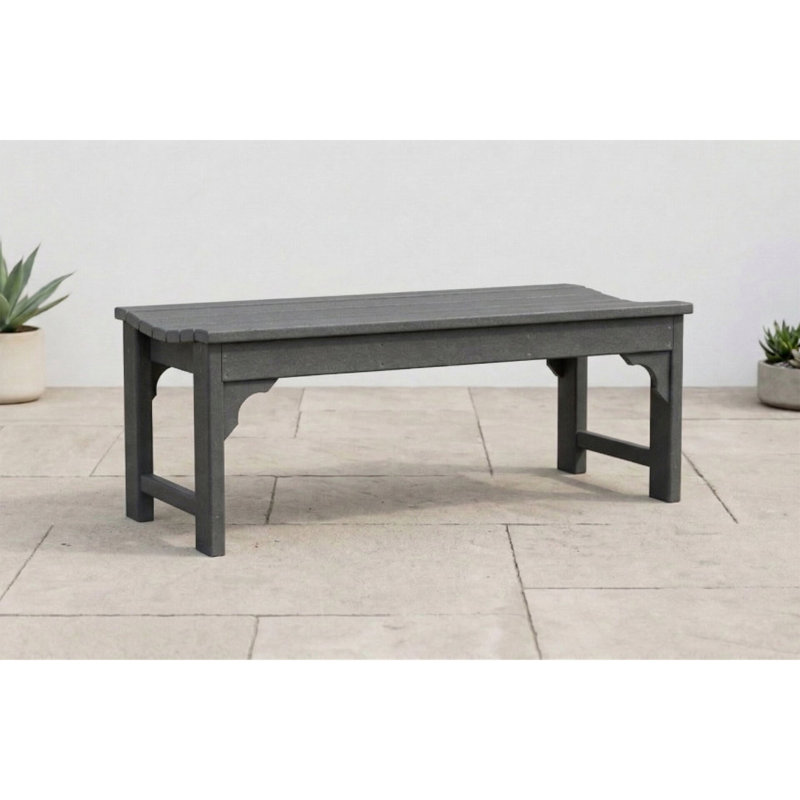 Banc en PEHD résistant à l'eau pour les espaces extérieurs, siège à lattes élégant pour patio, balcon et terrasse, Gris