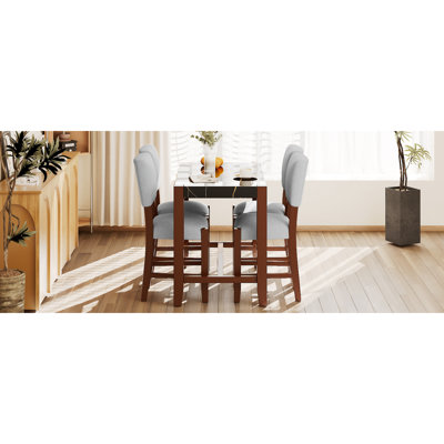 Ensemble de table de salle à manger 5 pièces à hauteur de comptoir, table de bar en faux marbre et 4 chaises rembourrées, ensemble de salle à manger moderne de style Mid-Century pour la salle à manger, cuisine de pub, petite place