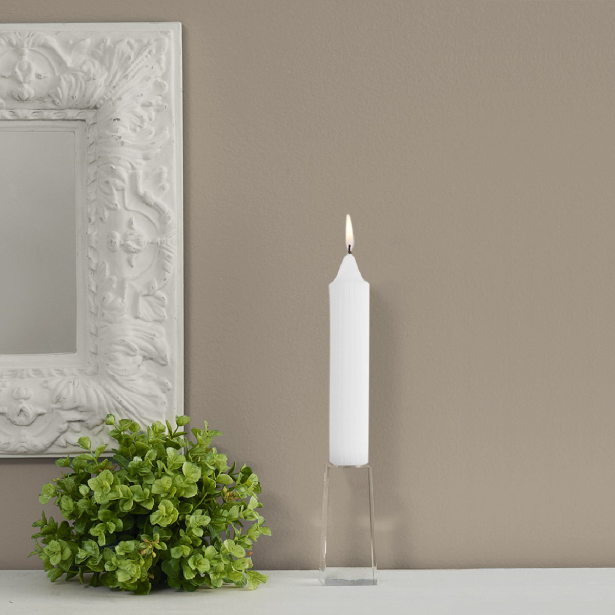Unscented Taper Candle, White, 7" H x 1.25" W x 1.25" D