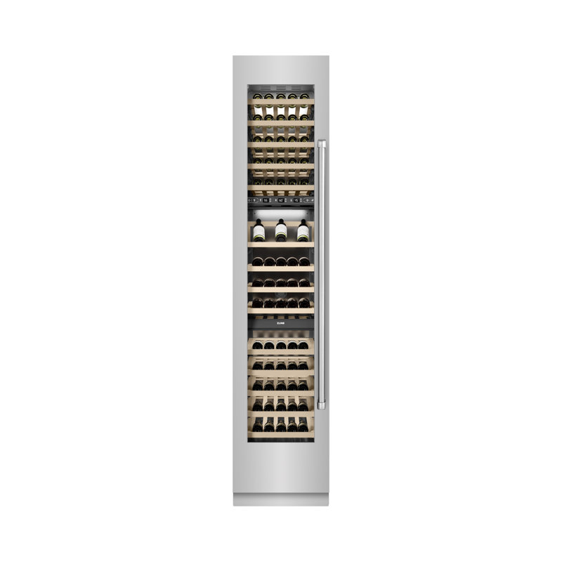 ZLINE 18 in. 9.0 cu. ft. DuraSnow Steel Triple Zone 68 Bottle Left Hinge Column Wine Cooler, Right Handed, Stainless Steel