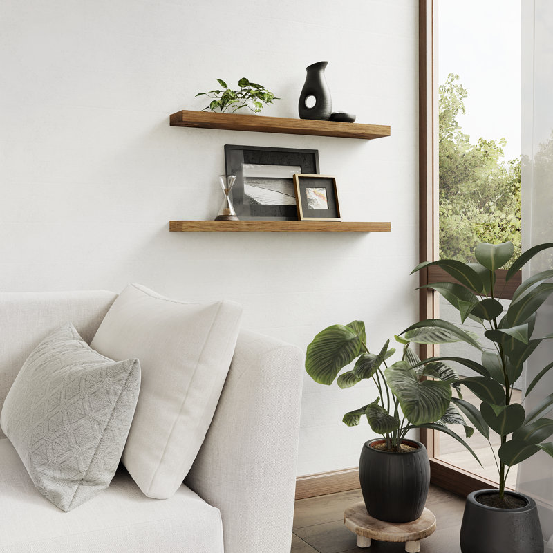 Sporgh 2 Piece Pine Floating Shelf, Special Walnut, 2" H  x 5.5" W x 36" D